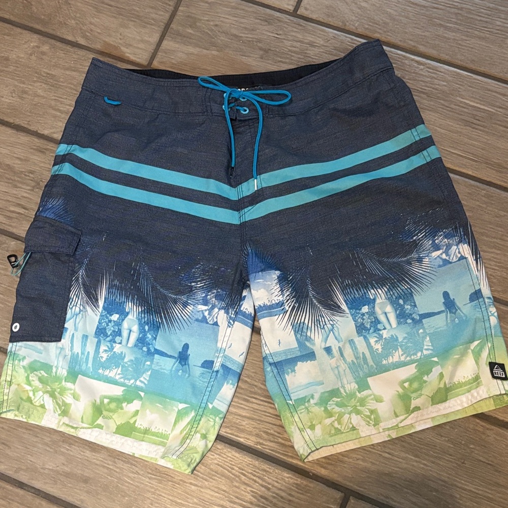 Quiksilver Tropical Blue and Green Board Shorts